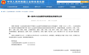 30城入選！第一批中小企業(yè)數(shù)字化轉(zhuǎn)型試點城市公示